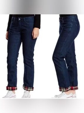 PrAna Boyfriend Flannel Lined Jeans Women's Size 2/26 Blue Festival Outdoor Warm
